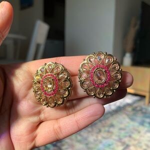 Pink and Gold Stud Earrings
